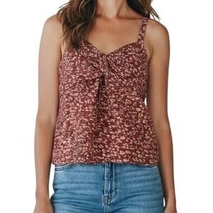 Simply Vera VeraWang - Rust red abstract smocked back tank Large‎ NWT